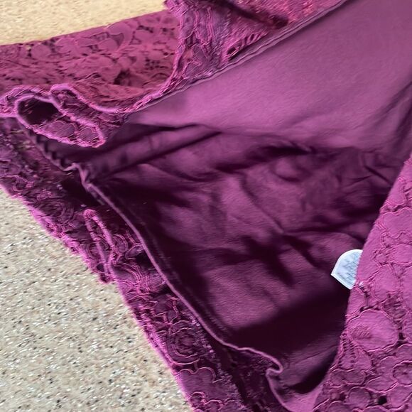 Free People Lace Fit & Flare Dress Cut Out Back Pockets Side Zip Plum sz M - Picture 11 of 16